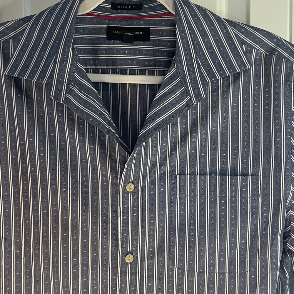 Banana Republic Gray and White Striped Shirt - Picture 3 of 5